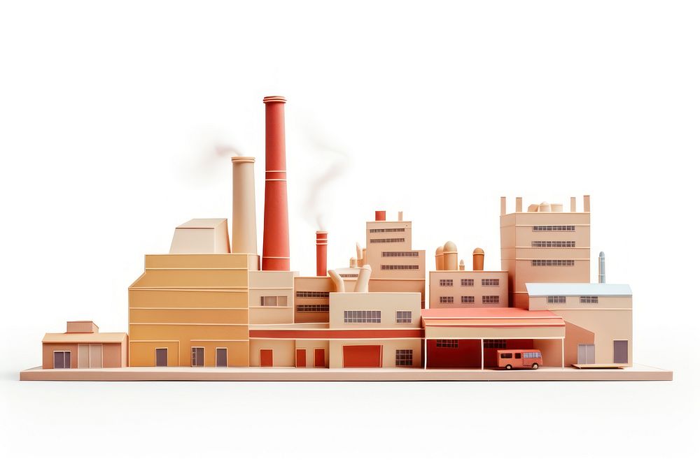 Factory architecture building white background. AI generated Image by rawpixel.