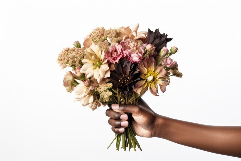 Flower bouquet hand holding plant. AI generated Image by rawpixel.