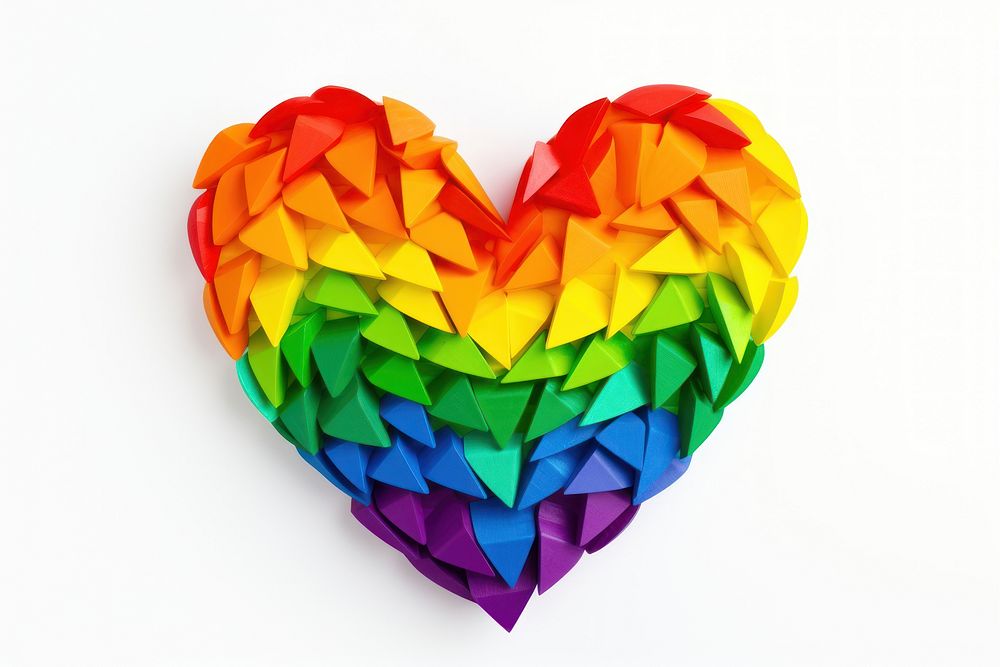 Rainbow heart white background celebration creativity. AI generated Image by rawpixel.