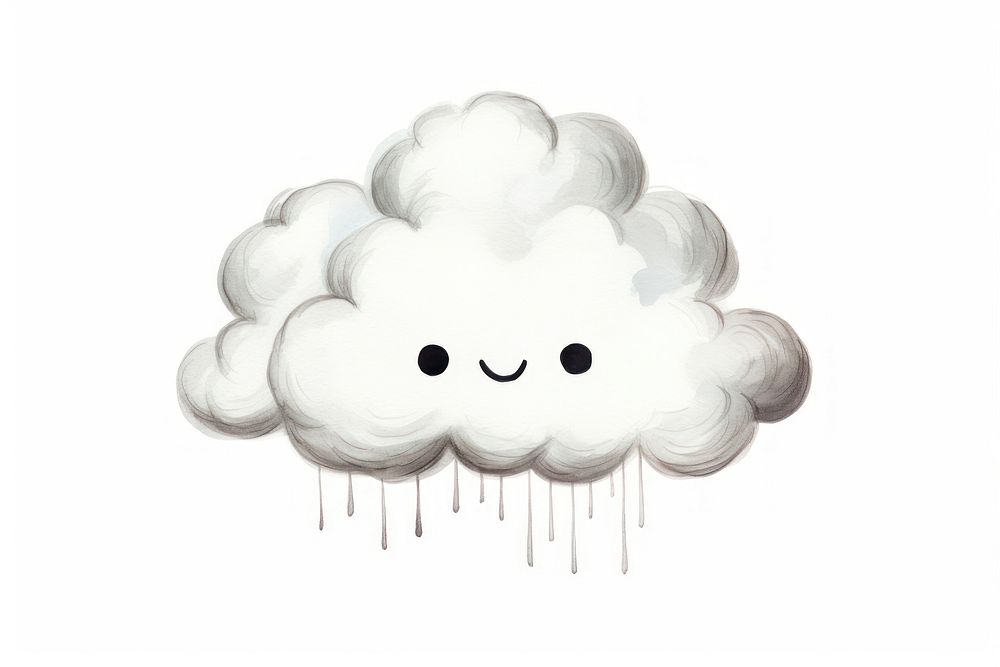Raining cloud drawing sketch white. AI generated Image by rawpixel.