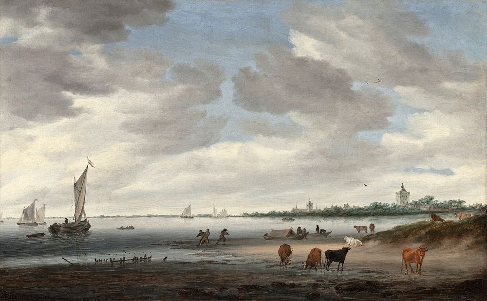 View of the River Lek and the Town of Vianen by Salomon Jacobsz van Ruysdael