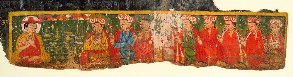 Manjushri (left); Monk and Donors (right); Folio from a Ashtasarika Prajnaparamita (The Perfection of Wisdom) Manuscript