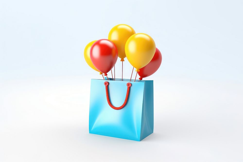 Balloon bag white background shopping bag. AI generated Image by rawpixel.