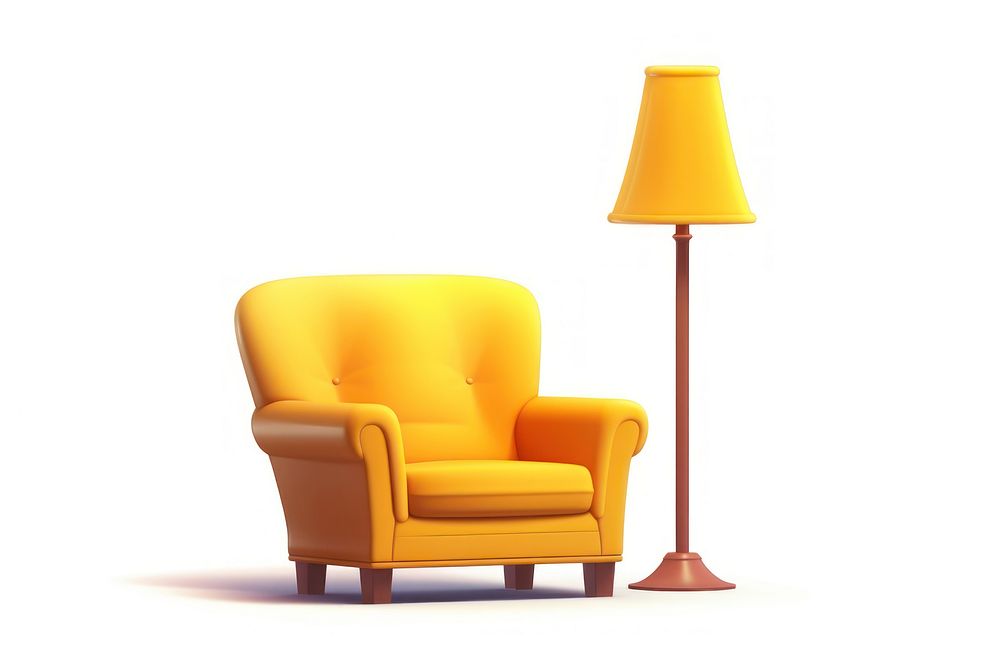 Lamp furniture armchair cartoon. AI generated Image by rawpixel.