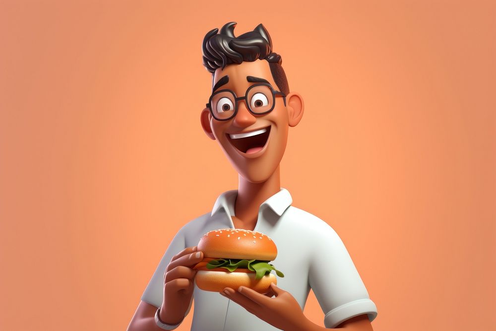 Cartoon portrait eating adult. AI generated Image by rawpixel.