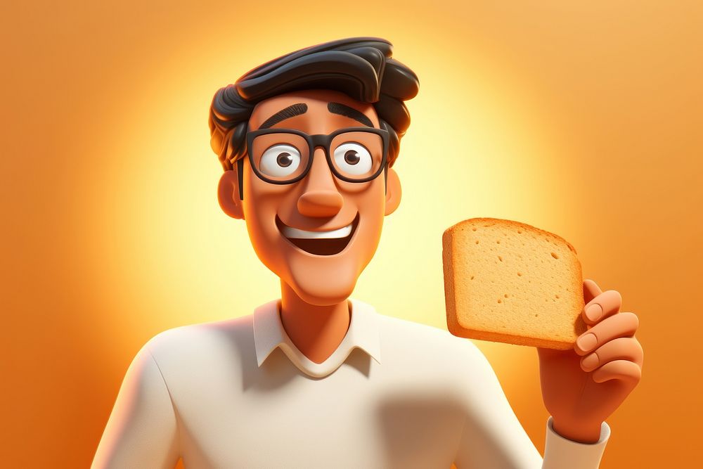 Portrait cartoon bread adult. AI generated Image by rawpixel.