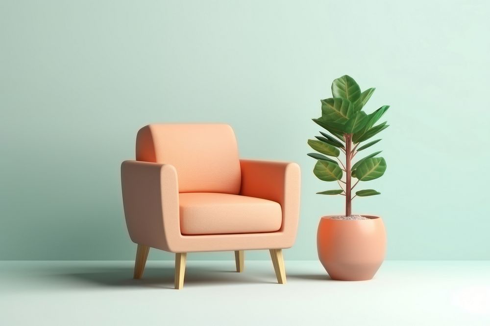 Armchair plant furniture vase. AI generated Image by rawpixel.