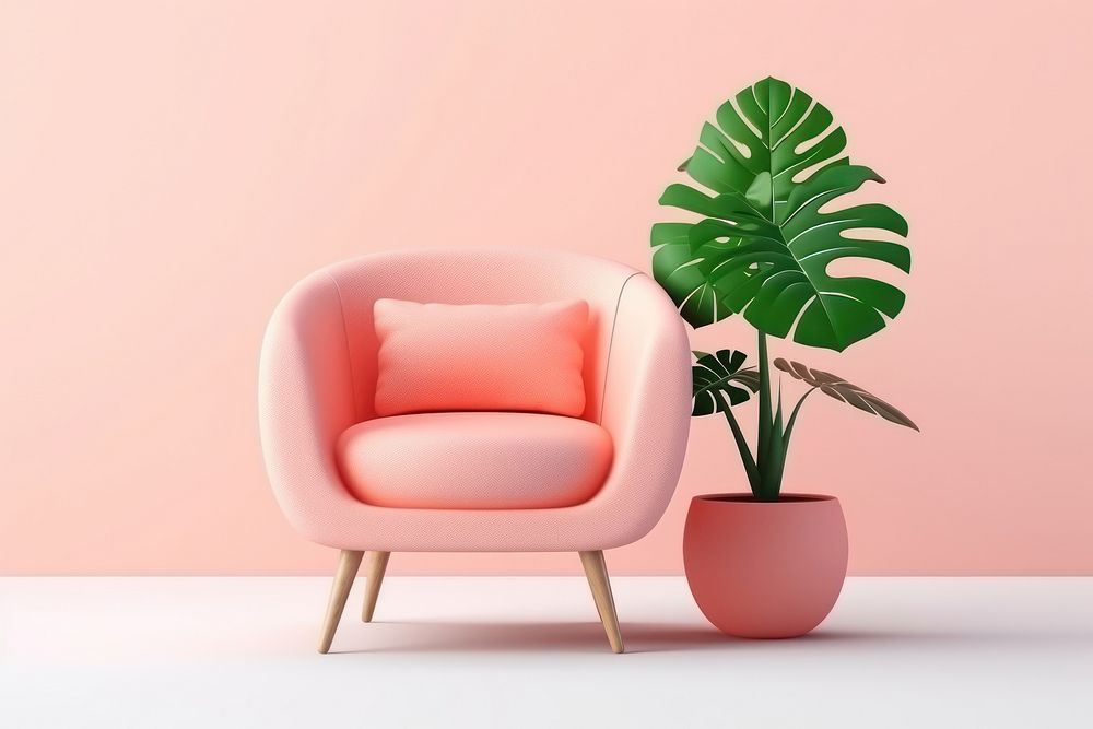 Armchair plant furniture potted plant. AI generated Image by rawpixel.
