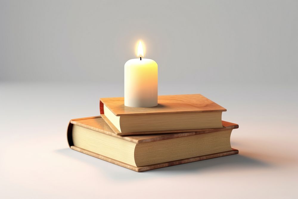Candle book publication spirituality. AI generated Image by rawpixel.