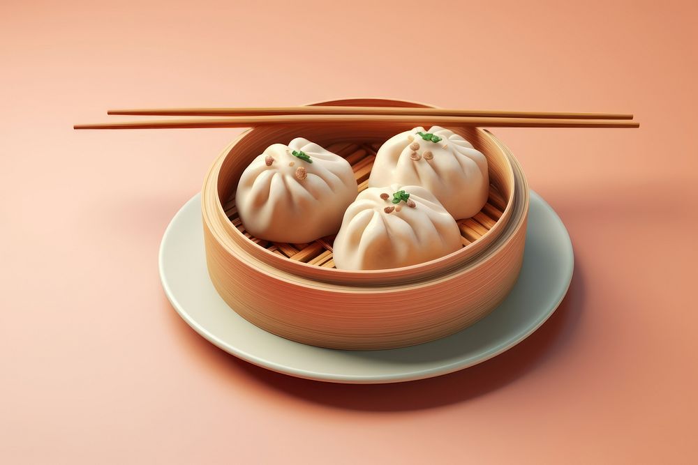Chopsticks dumpling steamed food. AI generated Image by rawpixel.