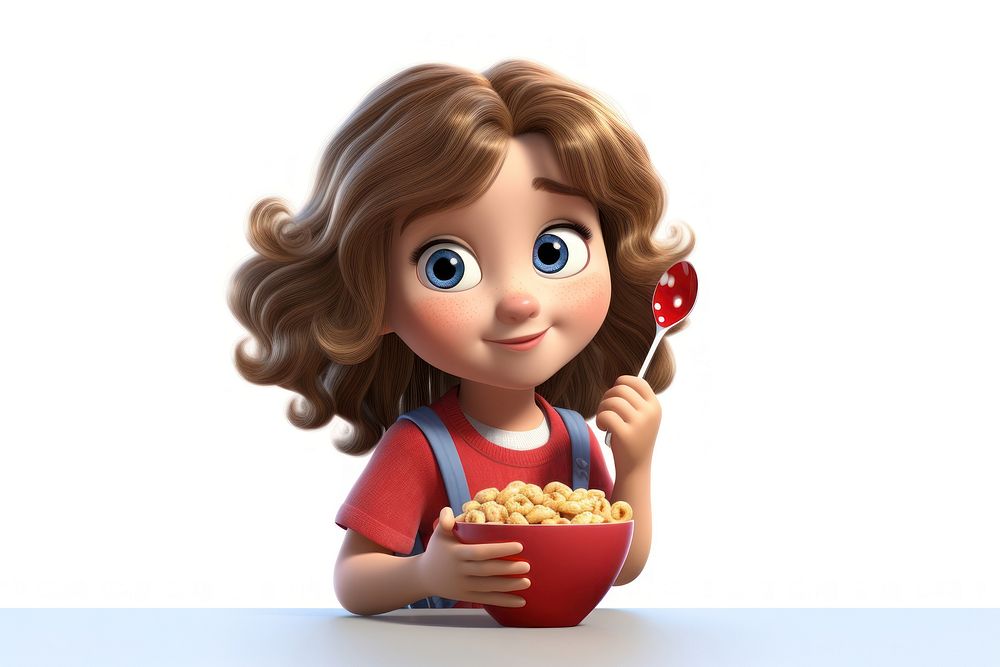 Eating doll bowl food. AI generated Image by rawpixel.