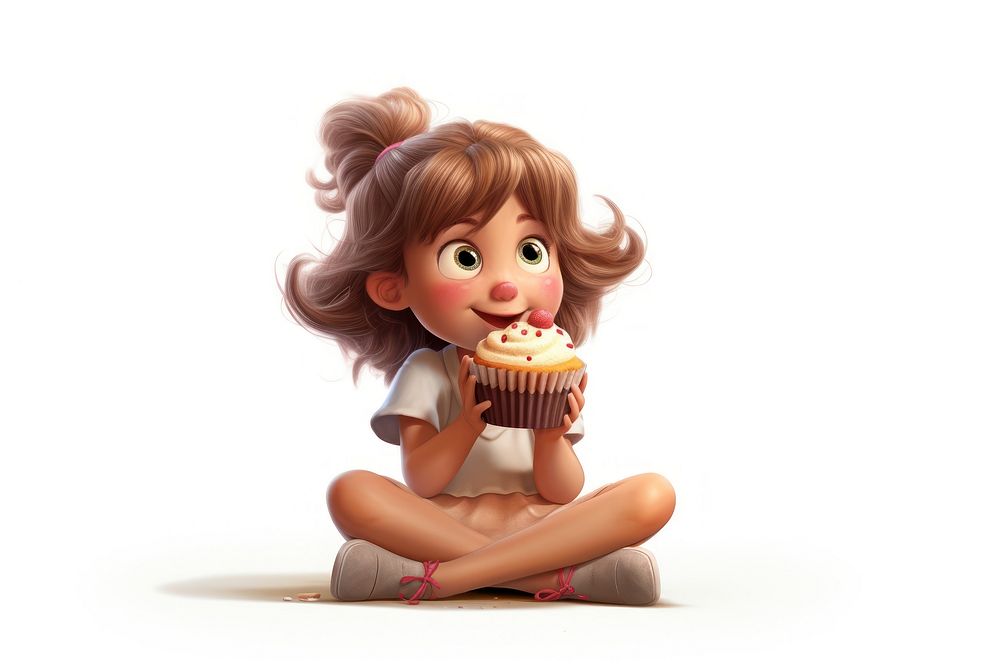Dessert cupcake eating doll. AI generated Image by rawpixel.