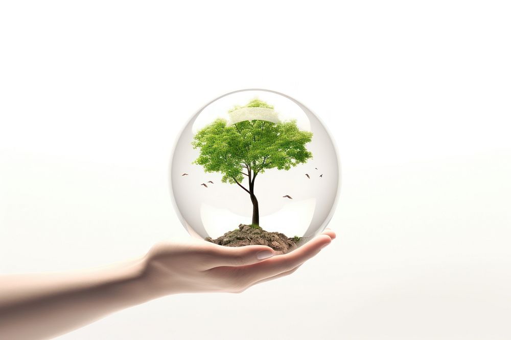 Tree holding plant glass. AI generated Image by rawpixel.