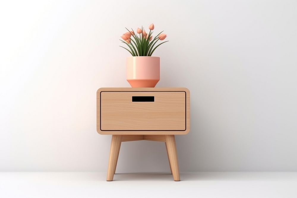 Nightstand furniture drawer vase. AI generated Image by rawpixel.