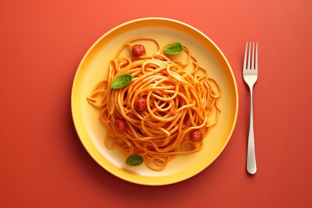 Spaghetti dish fork pasta. AI generated Image by rawpixel.