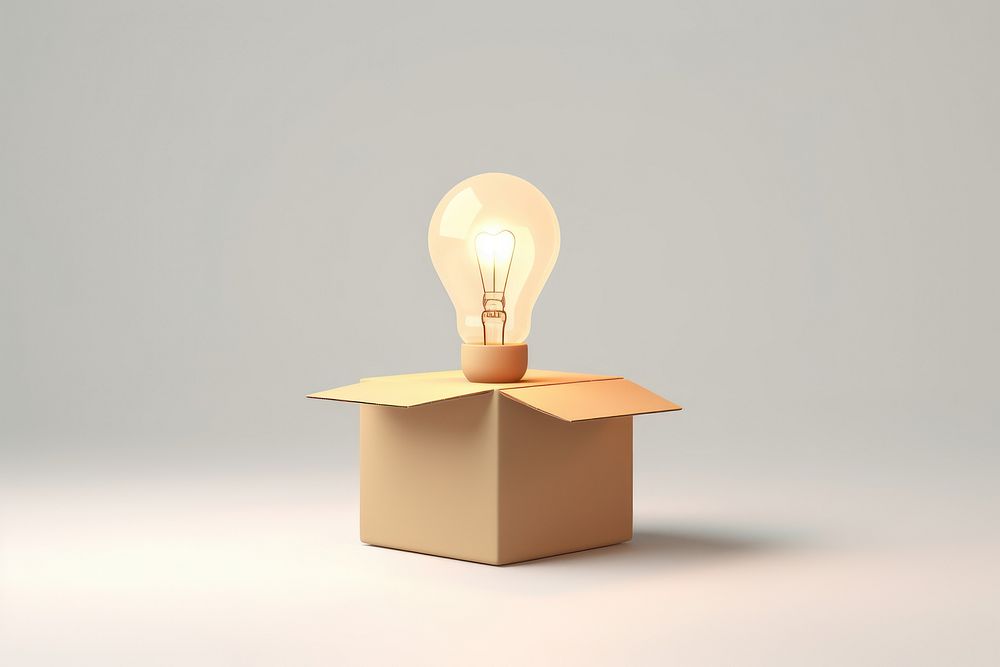 Light box cardboard lightbulb. AI generated Image by rawpixel.