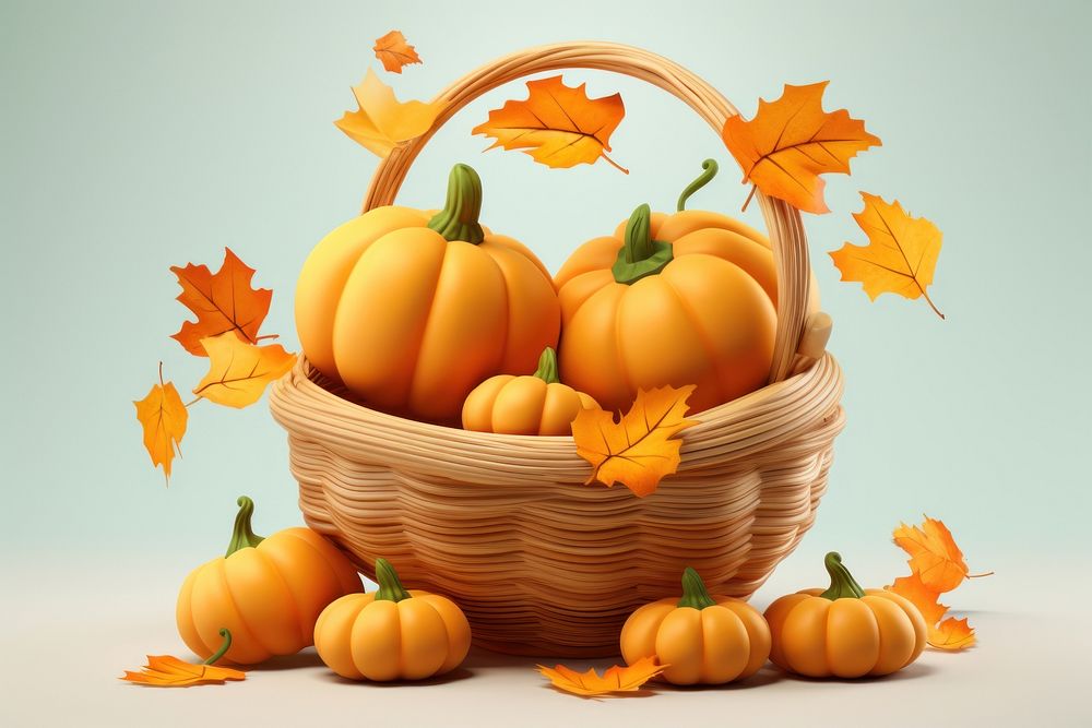 Pumpkin basket thanksgiving vegetable. AI generated Image by rawpixel.