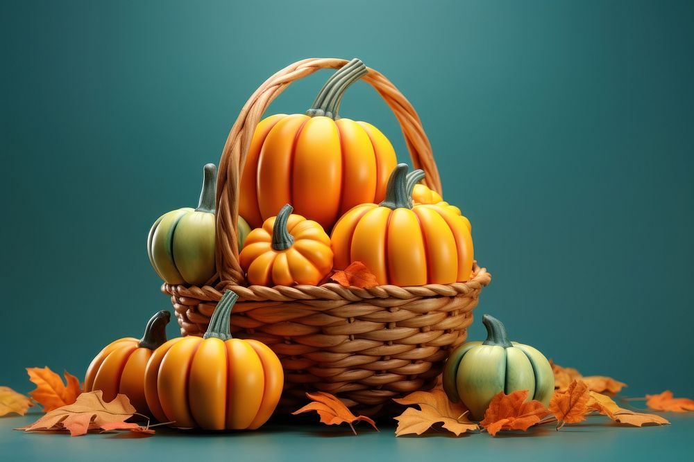 Pumpkin thanksgiving vegetable basket. AI generated Image by rawpixel.