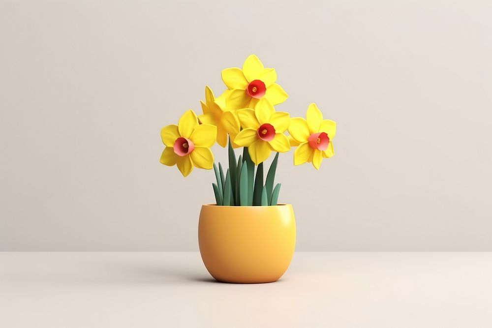 Daffodil flower yellow plant. AI generated Image by rawpixel.