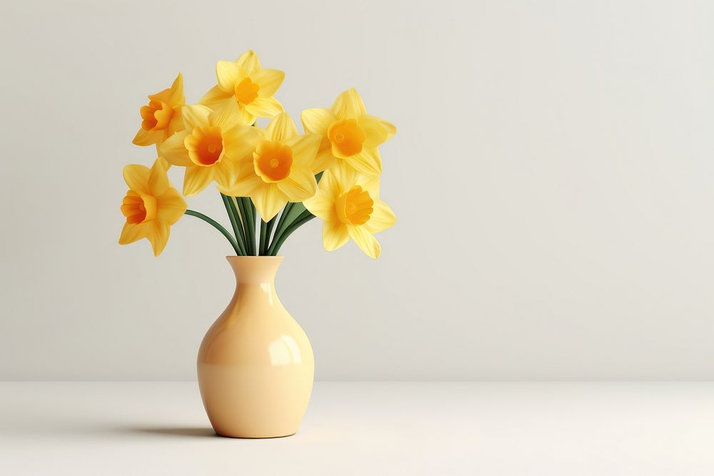 Daffodil flower vase yellow. AI generated Image by rawpixel.