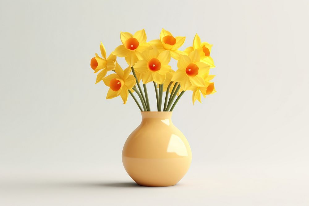 Daffodil flower vase yellow. AI generated Image by rawpixel.