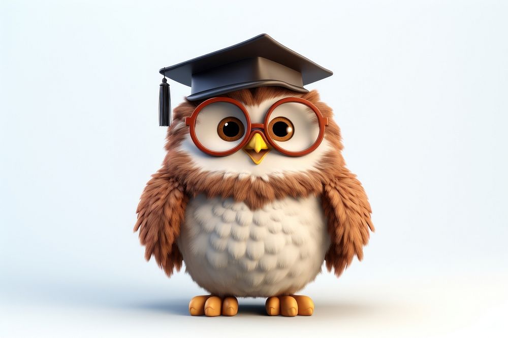 Chubby owl wering graduate cap portrait cartoon animal. AI generated Image by rawpixel.