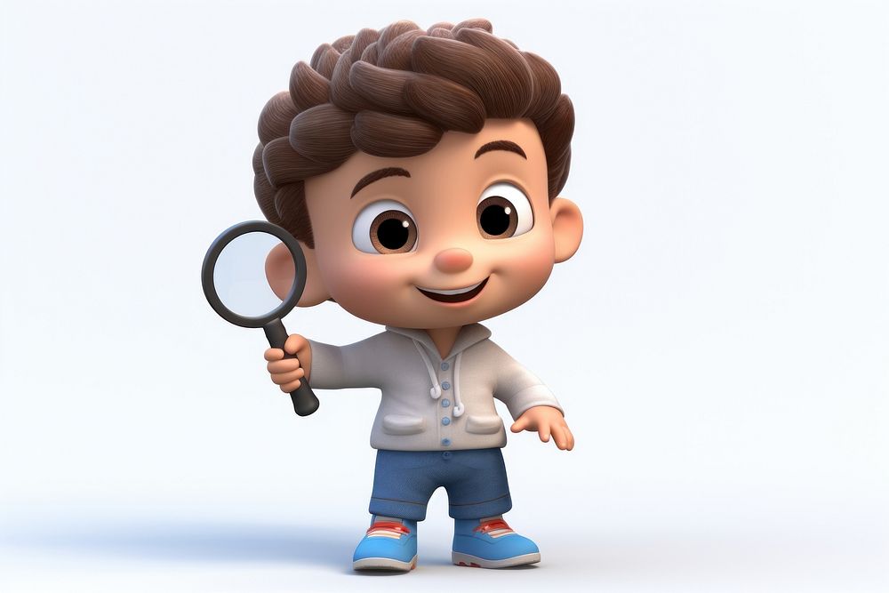 Boy holding a magnifying glass cartoon cute toy. AI generated Image by rawpixel.