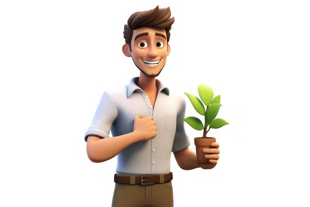 Plant smiling holding cartoon. AI generated Image by rawpixel.