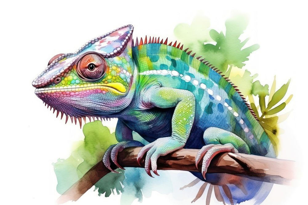 Chameleon reptile animal iguana. AI generated Image by rawpixel.