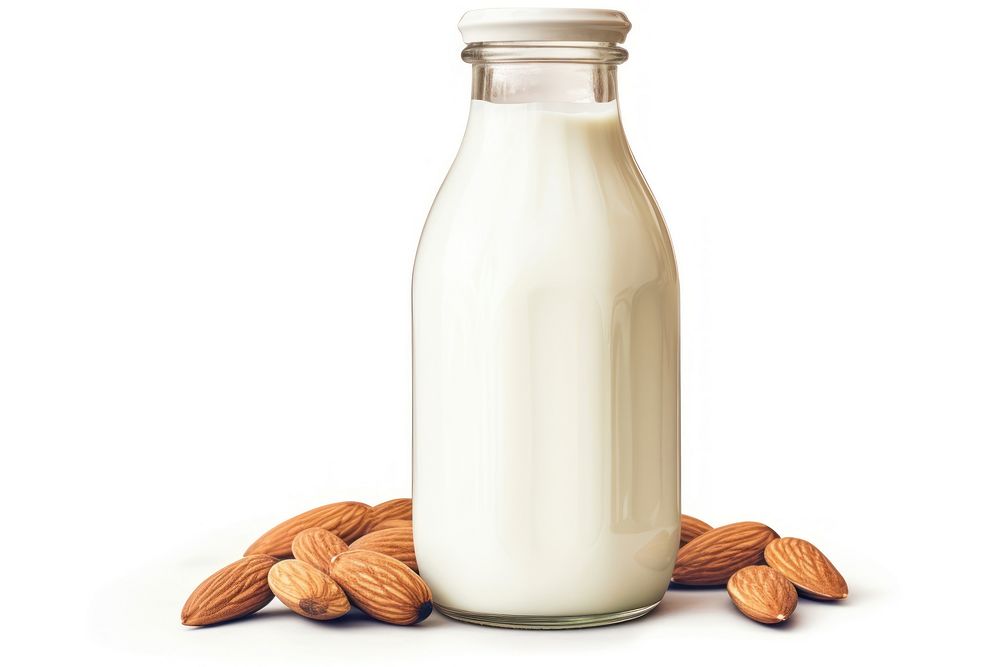 Milk bottle almond dairy. AI generated Image by rawpixel.