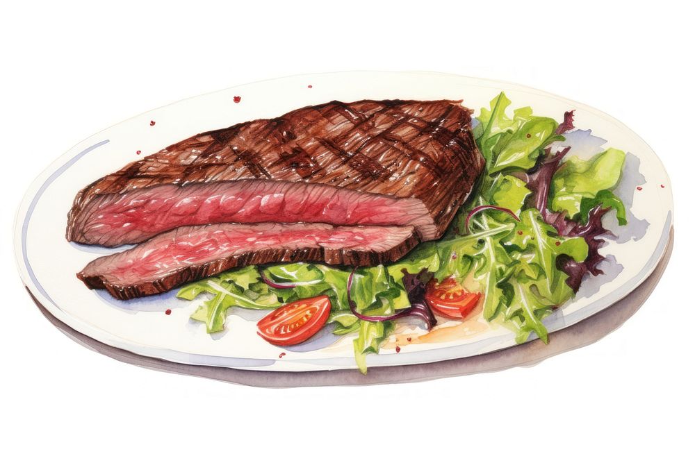 Steak salad plate meat. 