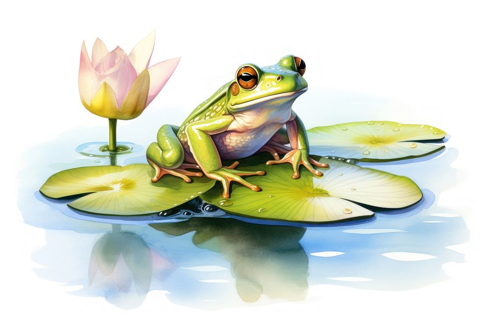 Frog amphibian wildlife flower. AI generated Image by rawpixel.