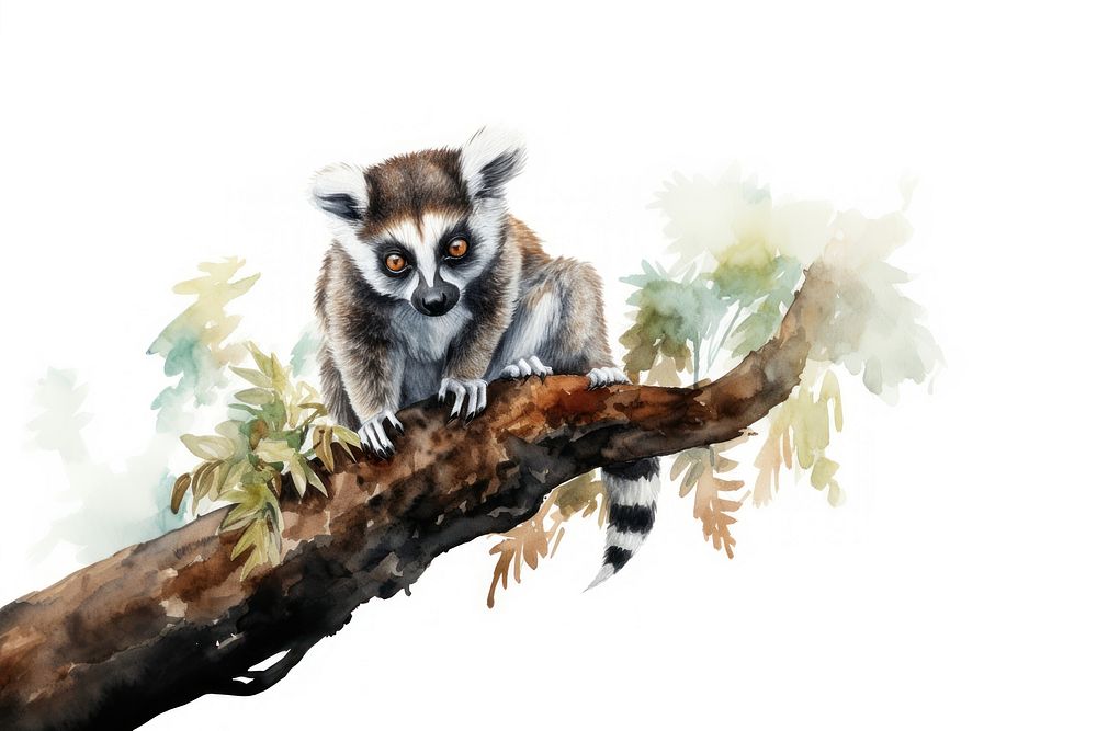 Lemur climbing wildlife animal mammal. AI generated Image by rawpixel.