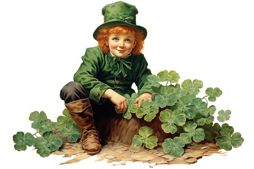 Leprechaun leaf portrait outdoors. AI generated Image by rawpixel.