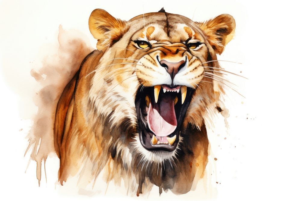 Lioness roar wildlife roaring mammal. AI generated Image by rawpixel.