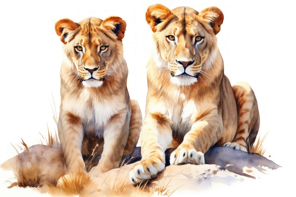 Lionesses wildlife mammal animal. AI generated Image by rawpixel.
