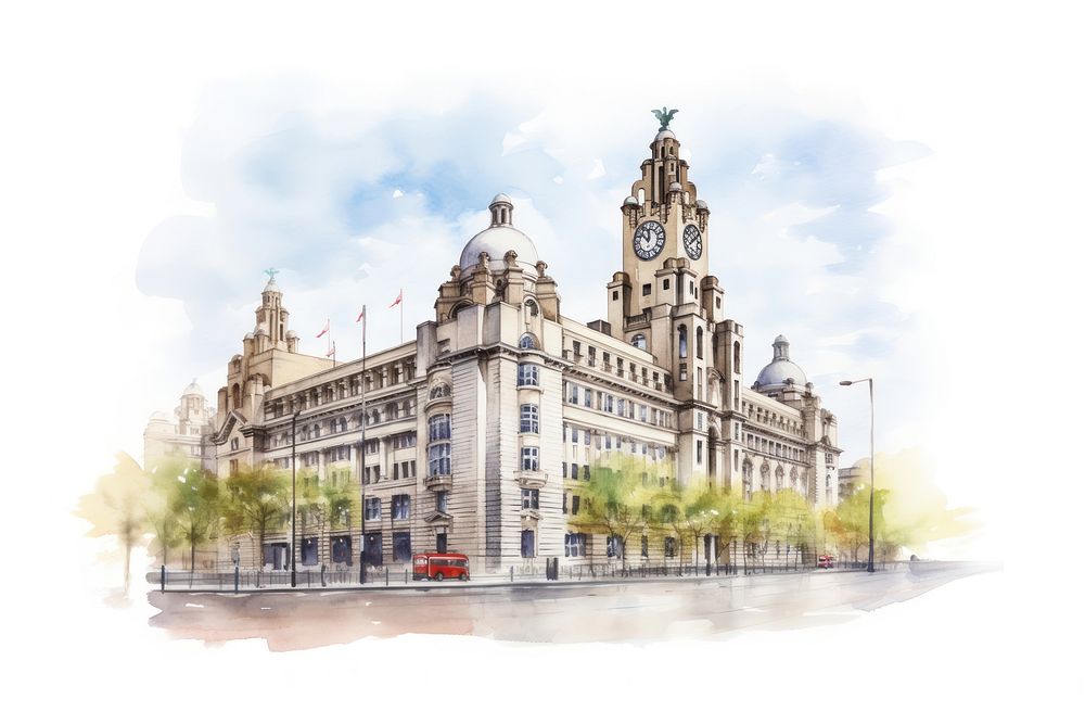Liverpool city building architecture tower town. AI generated Image by rawpixel.