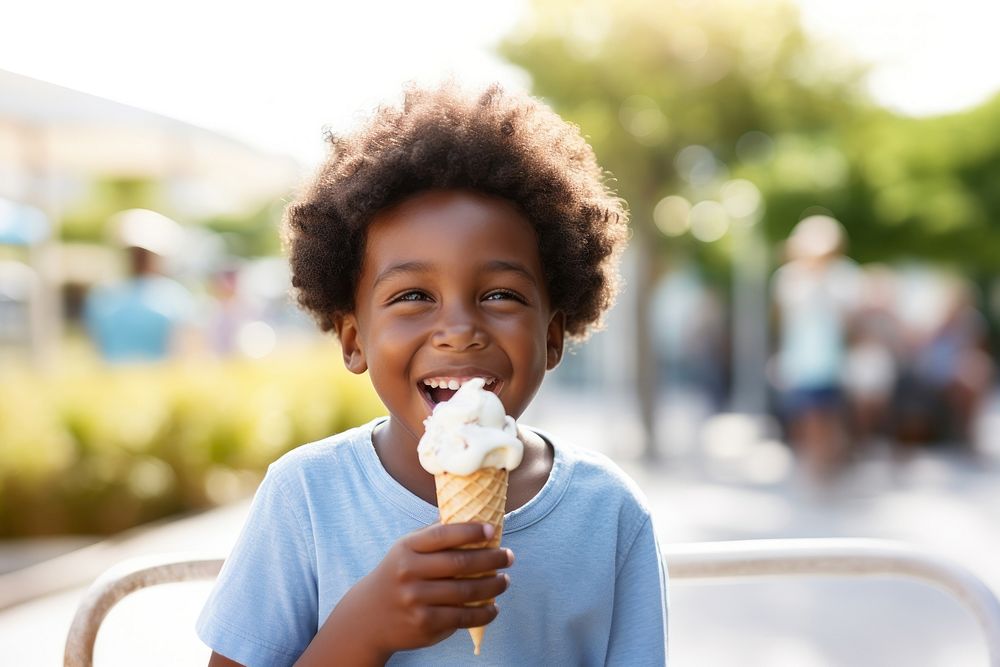 Dessert eating cream food. 