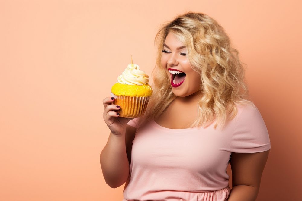 Cupcake eating adult food. AI generated Image by rawpixel.