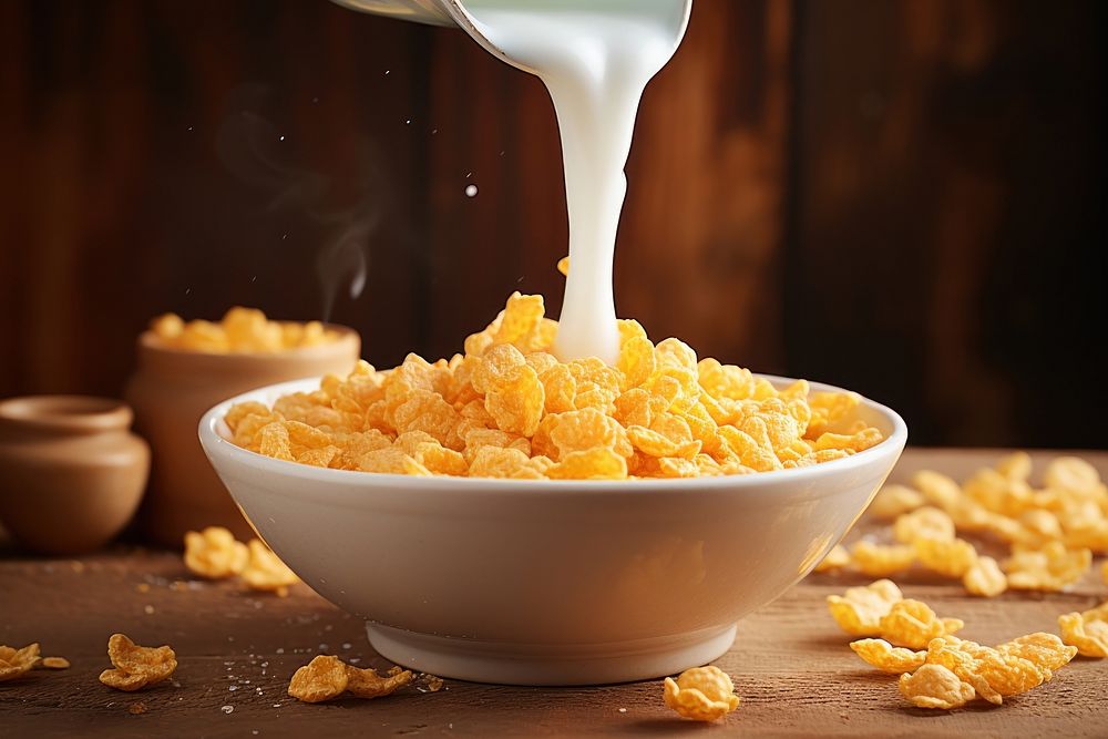 Bowl food milk breakfast. AI generated Image by rawpixel.