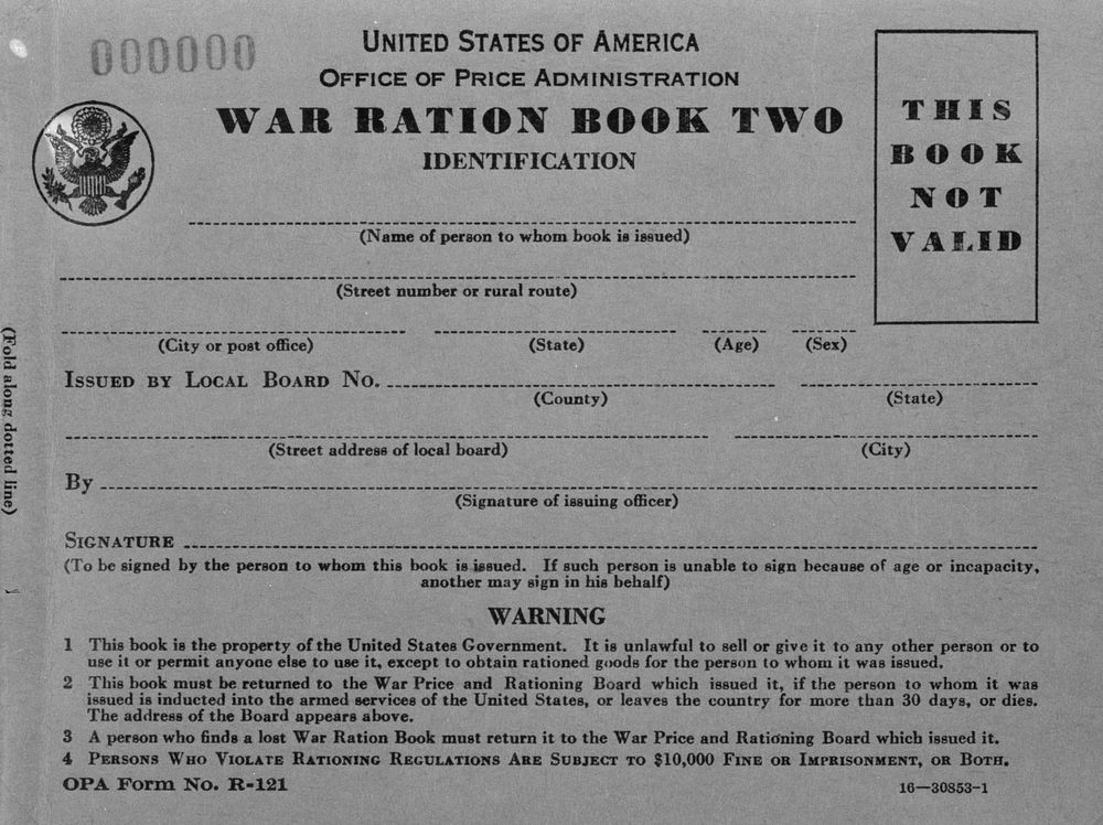 war ration book number two. The cover of the war ration book number two. Sourced from the Library of Congress.