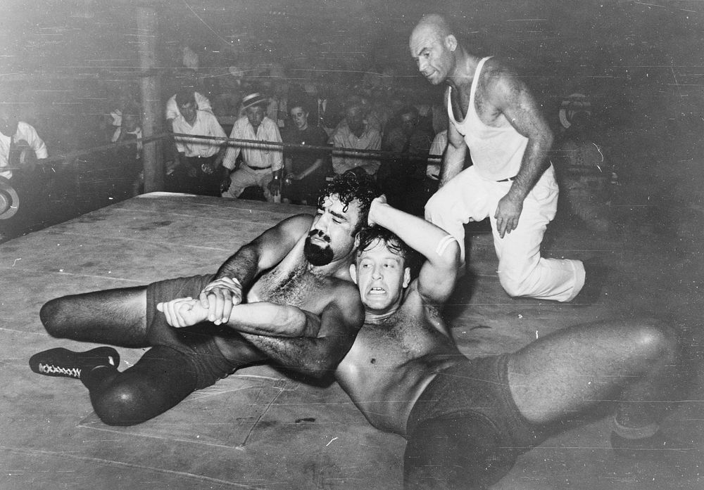 Wrestling match sponsored by American Legion, Sikeston, Missouri by Russell Lee