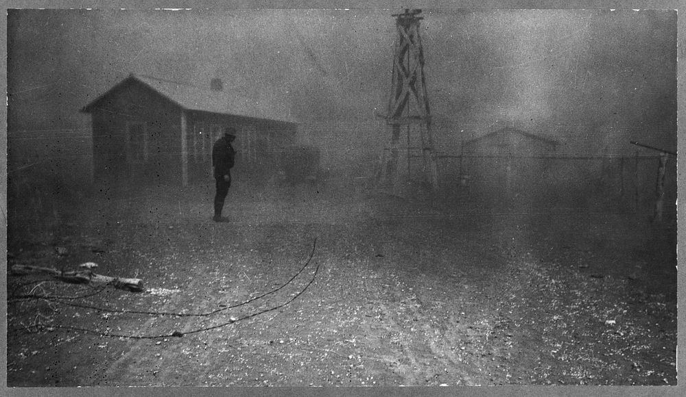 Dust storm. It was conditions of this sort which forced many farmers to abandon the area. Spring 1935. New Mexico by…