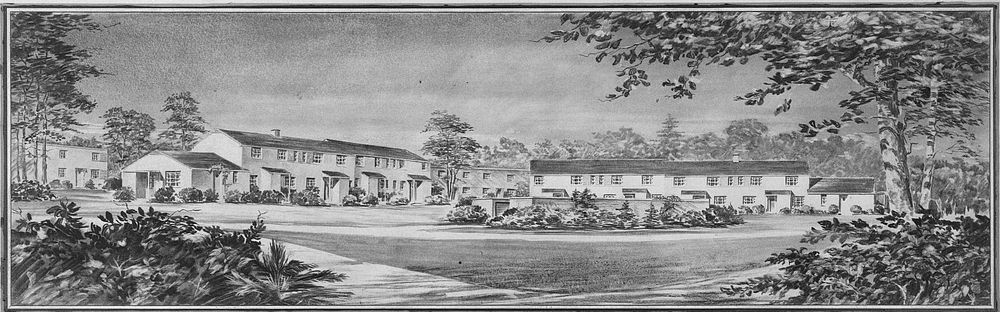 Drawings of rowhouses proposed for Greenbelt project, Maryland. Sourced from the Library of Congress.