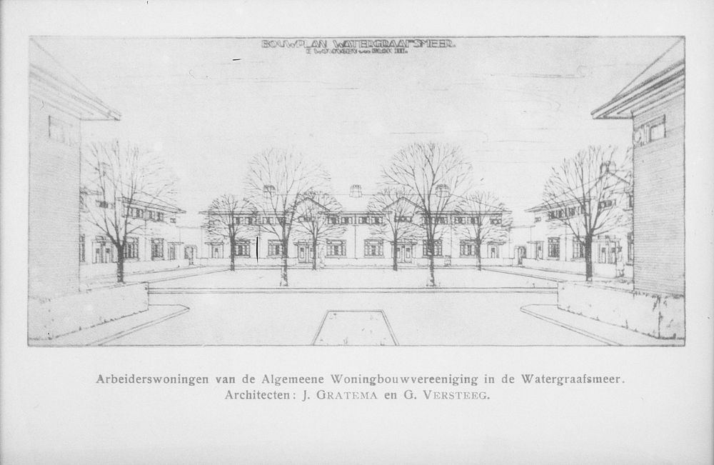 Architects' sketch by H. Graterna and G. Versteet, for workers' houses for the General Housing Association (Algemeene…