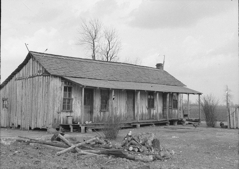 Double house from which first white family moved to labor house has four rooms for two families. Southeast Missouri. Sourced…