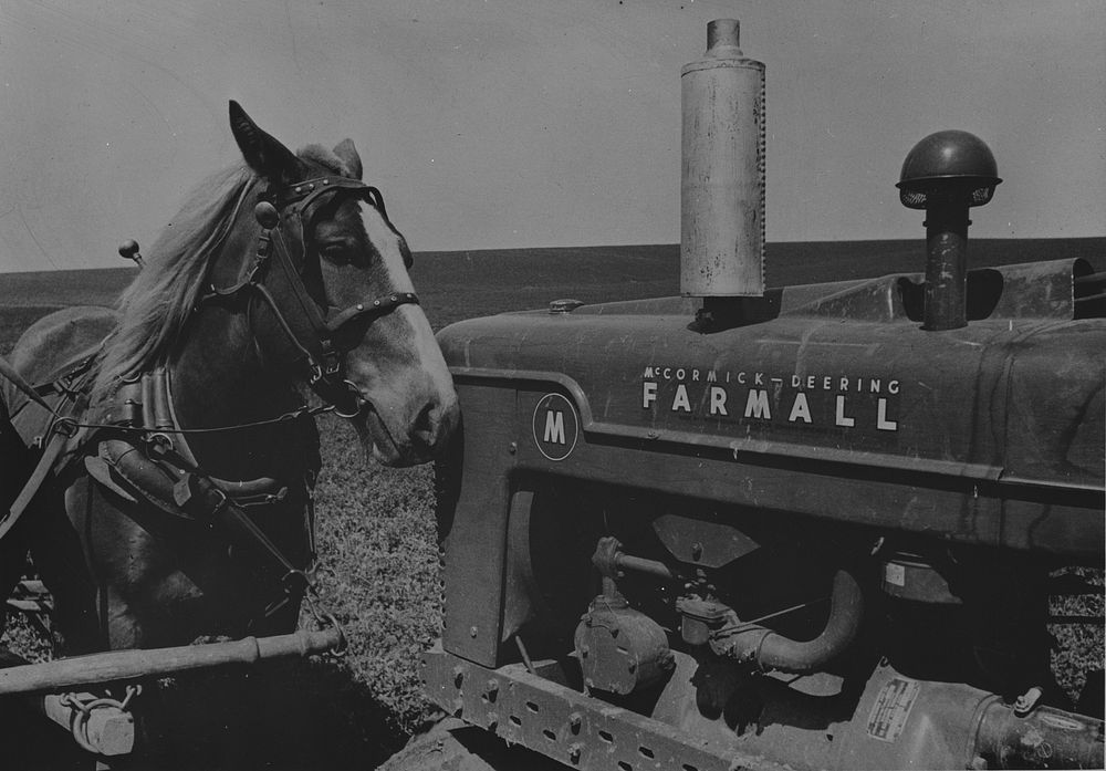Horse and tractor. Jasper County, Free Photo rawpixel