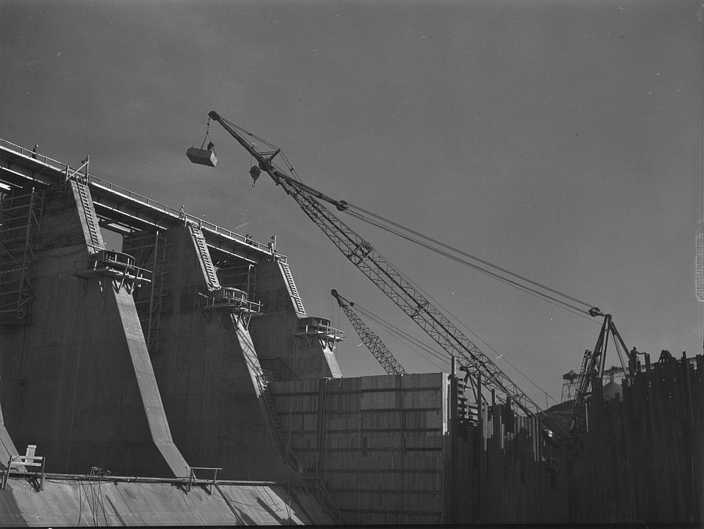 Fort Loudon [i.e., Loudoun] Dam, Tennessee. Tennessee Valley Authority (TVA). Construction. Sourced from the Library of…