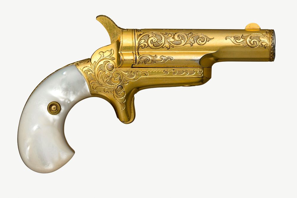 Colt Percussion Pistol, vintage gold weapon psd. Remixed by rawpixel.