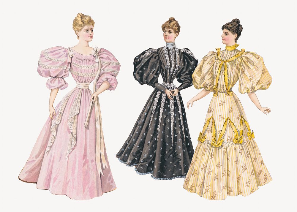 Victorian women, vintage fashion illustration. Remixed by rawpixel.